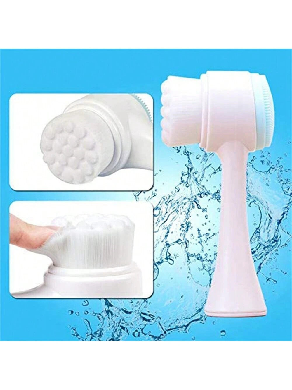 Facial Cleansing Brush, Dual-Sided Silicone Pore Cleanser, Manual Foam Maker Soft Bristle Face Scrubber for Massage