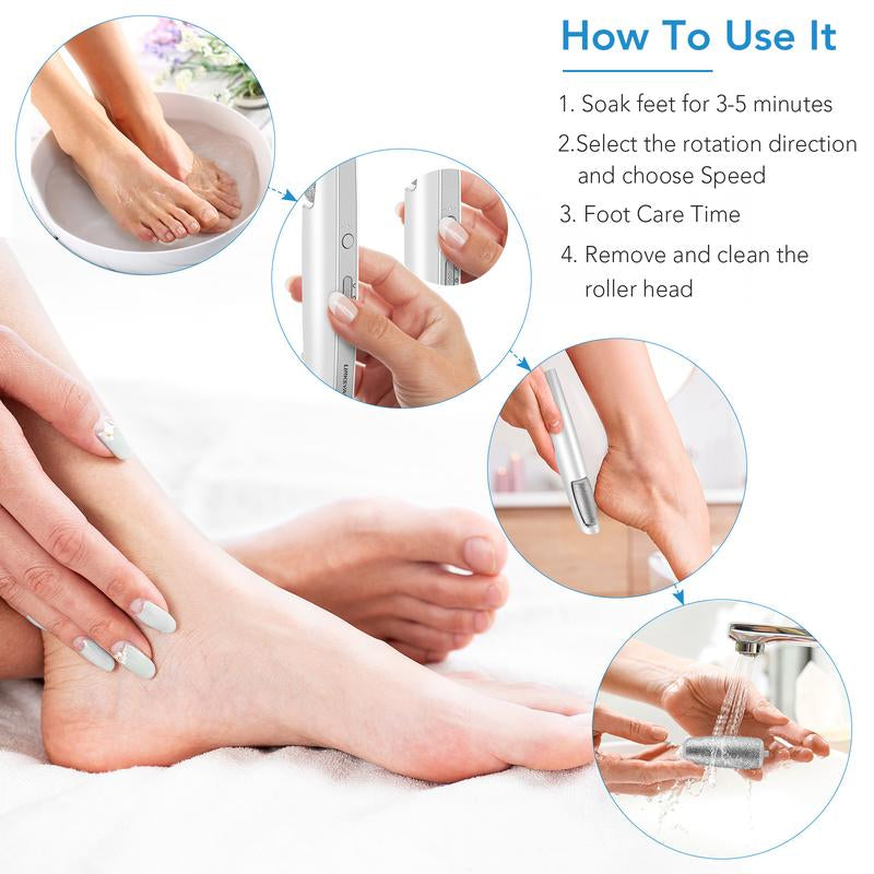 Electric Feet Callus Remover,Portable Electronic Foot File Pedicure Tools,Waterproof Foot Scrubber File,Pedi Foot Care for Dead,Hard Cracked Dry Skin