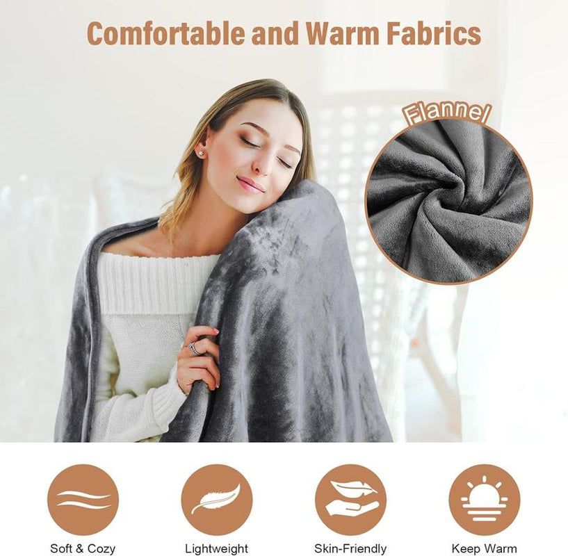 Heating Blanket Shawl,Wearable Electric Warming Blanket Poncho with 5000Mah Rechargeablebattery, 3-Temperature Settings, 59"X31"Portable Electric Flannel Throw for Home,Office Camping & Travel-Usb Powered Fall/Winter Holiday Gift Blanket Electric