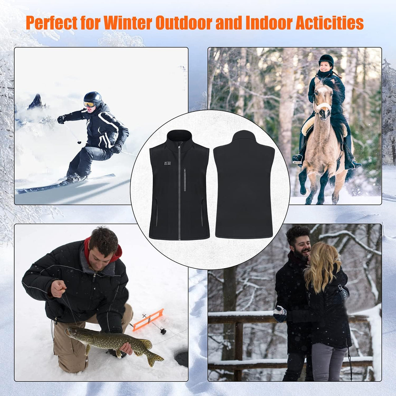 Heated Vest,Heating Vest Rechargeable,Warming Heated Jacket with 3 Heating Levels Unisex Battery Not Included