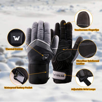 Thumbnail for Electric Heated Gloves for Men Women with 3 Heating Levels Heated Gloves Touchscreen Waterproof Skiing Snowboarding Gloves