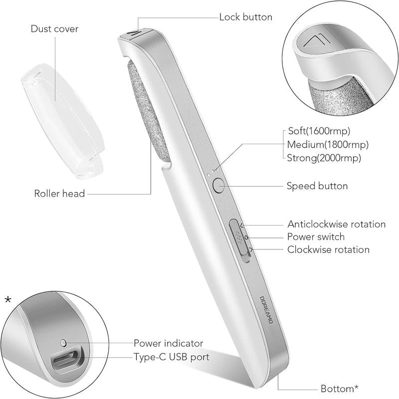 Electric Feet Callus Remover,Portable Electronic Foot File Pedicure Tools,Waterproof Foot Scrubber File,Pedi Foot Care for Dead,Hard Cracked Dry Skin