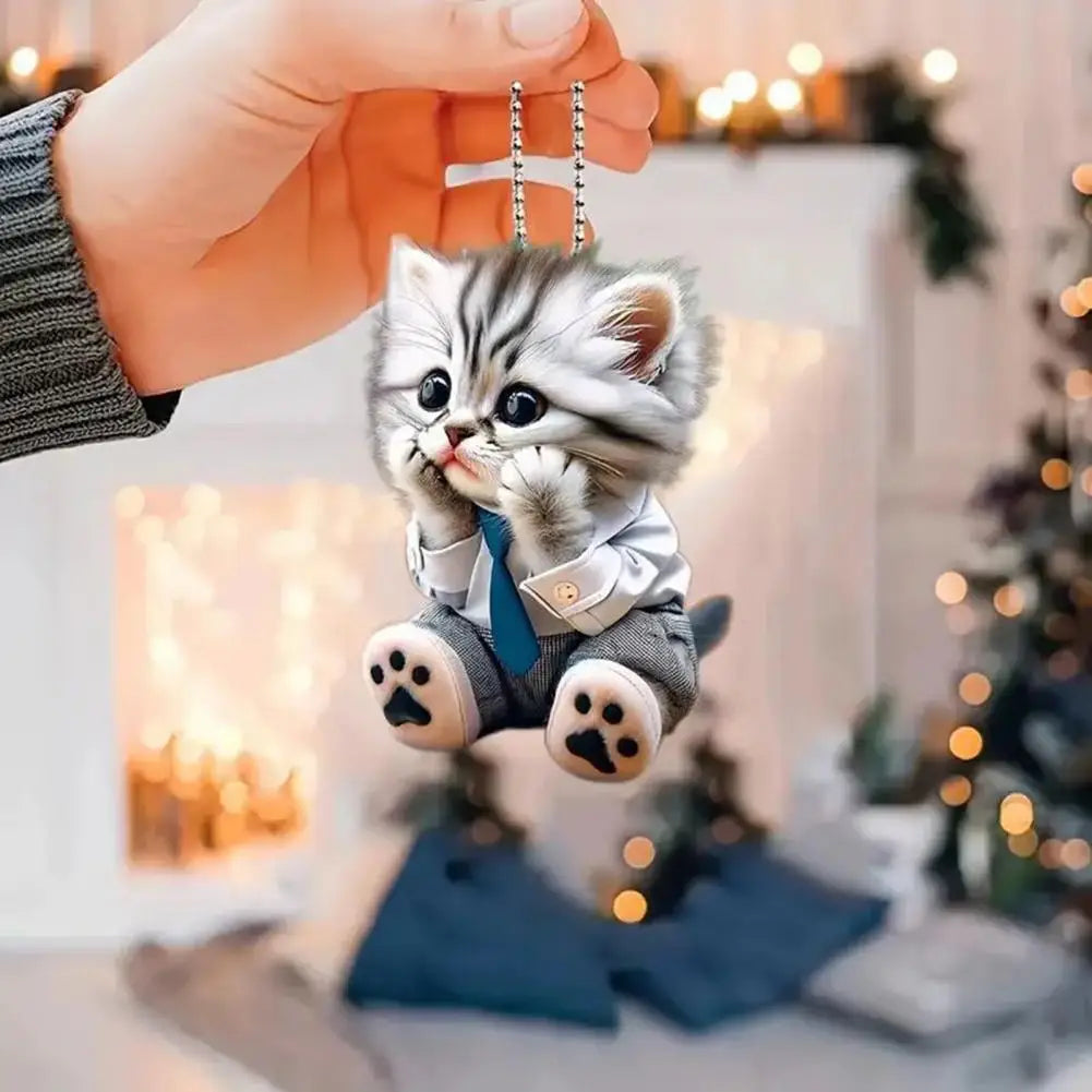 Realistic Cat-Shaped Car Pendant