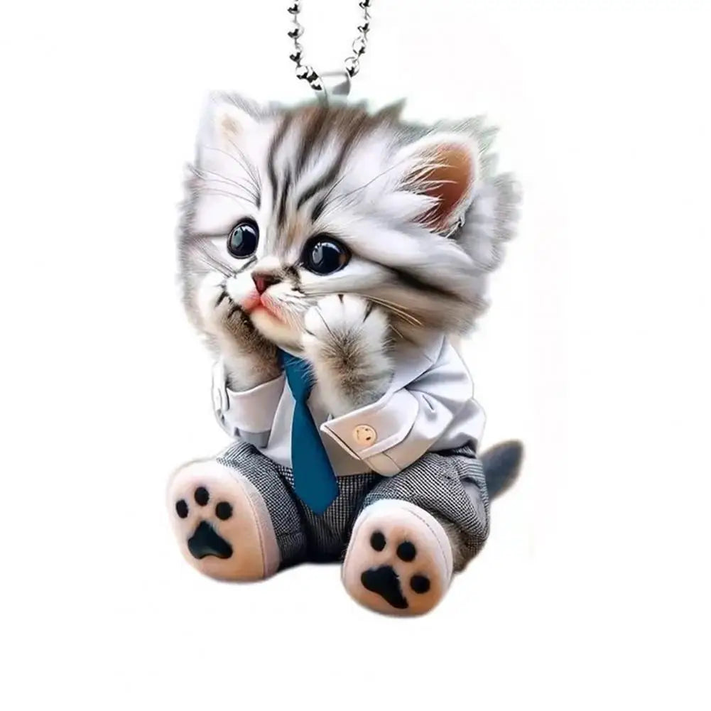 Realistic Cat-Shaped Car Pendant