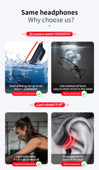 Thumbnail for POLVCDG Bone Conduction Headset IPX8 32GB Bluetooth 5.3 Wireless Swimming Headset with Microphone