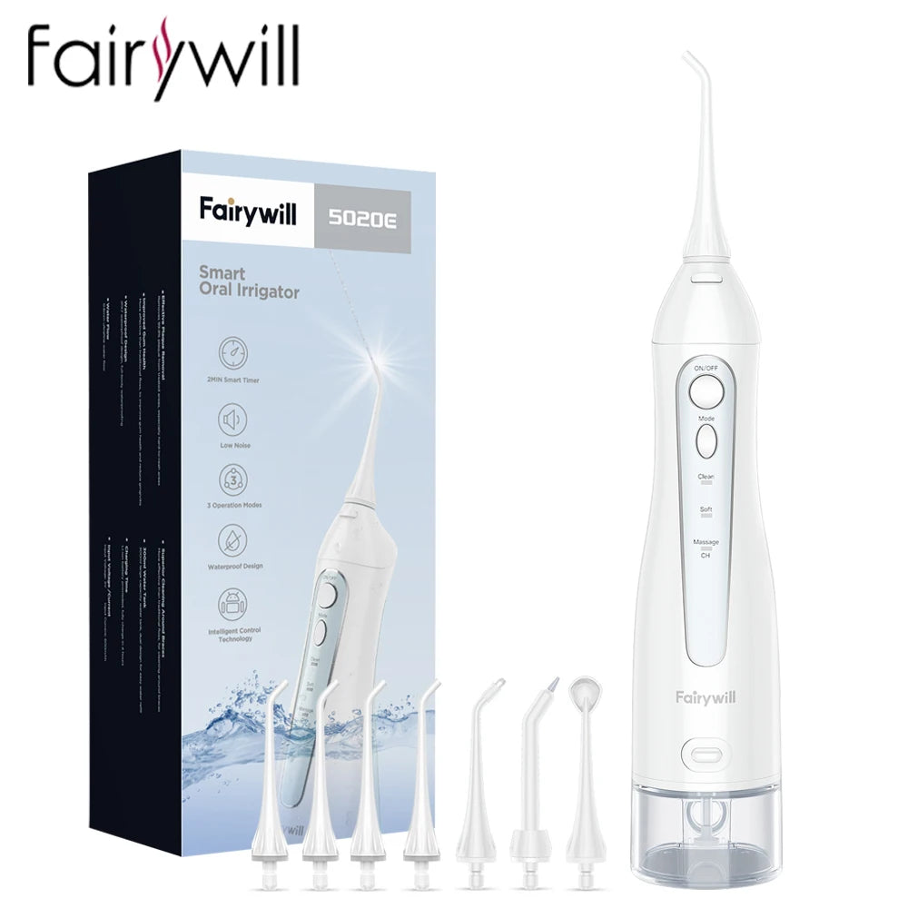 Fairywill Water Flossers for Teeth, 300ML Oral Irrigator, Rechargeable, Portable, Dental 3 Modes