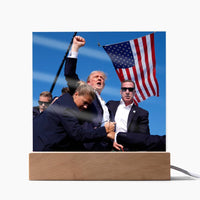 Thumbnail for Iconic Photo of Donald J Trump Raising Fist in Air After Being Shot Acrylic Lighted Plaque