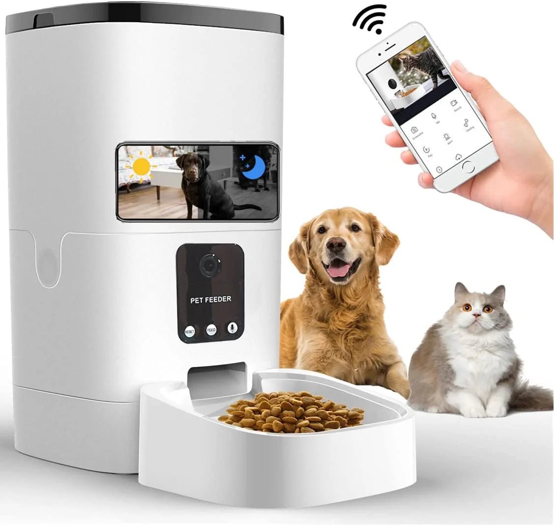 Automatic Pet Feeder with Camera and App Control - 6L Capacity, Voice Recorder, Timed Feeding, Dual Power Supply, Wifi Connectivity - Epic Trends and Gifts-Pet Feeder-Automatic Pet Feeder with Camera and App Control - 6L Capacity, Voice Recorder, Timed Feeding, Dual Power Supply, Wifi Connectivity