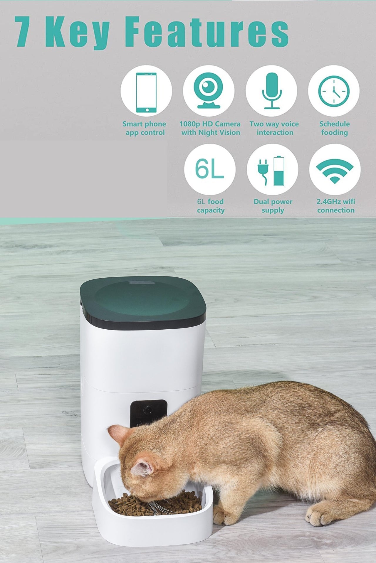 Automatic Pet Feeder with Camera and App Control - 6L Capacity, Voice Recorder, Timed Feeding, Dual Power Supply, Wifi Connectivity - Epic Trends and Gifts-Pet Feeder-Automatic Pet Feeder with Camera and App Control - 6L Capacity, Voice Recorder, Timed Feeding, Dual Power Supply, Wifi Connectivity