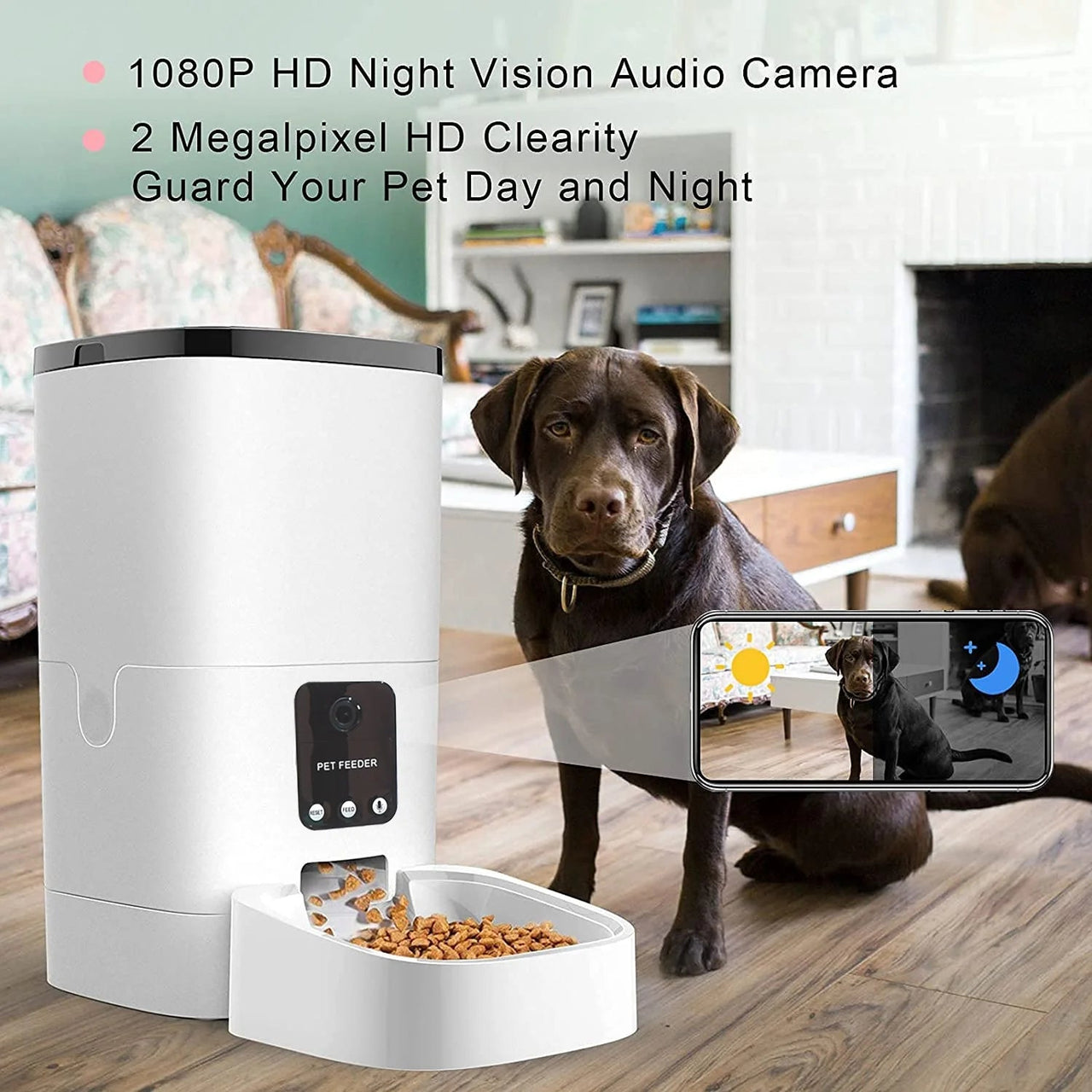 Automatic Pet Feeder with Camera and App Control - 6L Capacity, Voice Recorder, Timed Feeding, Dual Power Supply, Wifi Connectivity - Epic Trends and Gifts-Pet Feeder-Automatic Pet Feeder with Camera and App Control - 6L Capacity, Voice Recorder, Timed Feeding, Dual Power Supply, Wifi Connectivity