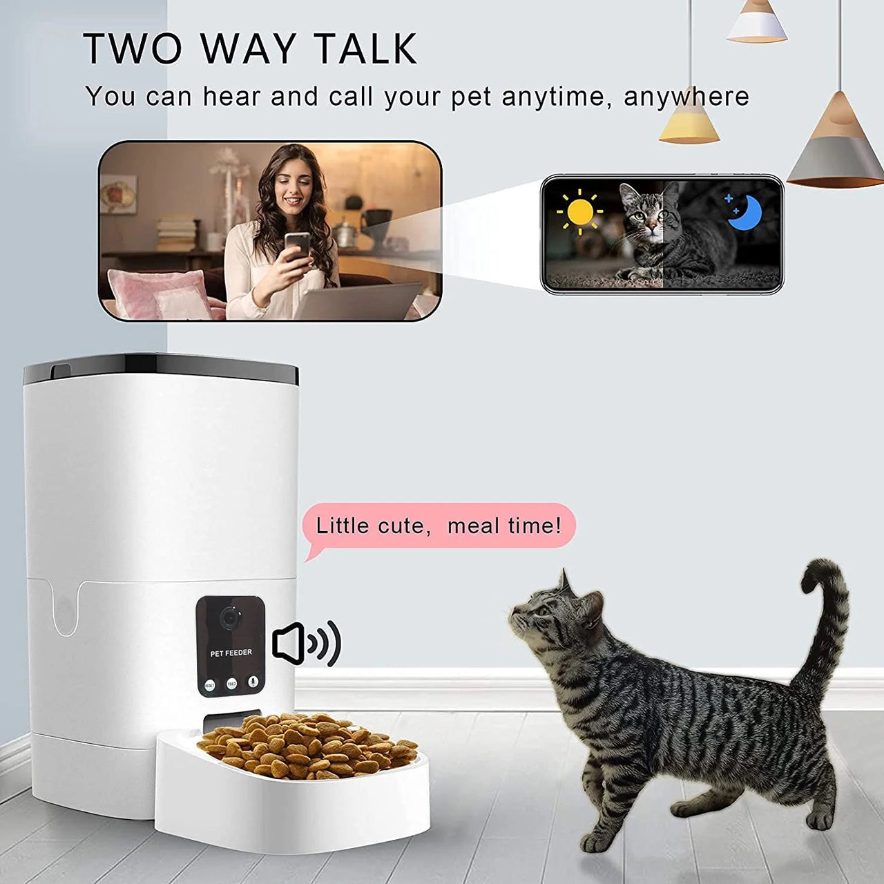 Automatic Pet Feeder with Camera and App Control - 6L Capacity, Voice Recorder, Timed Feeding, Dual Power Supply, Wifi Connectivity - Epic Trends and Gifts-Pet Feeder-Automatic Pet Feeder with Camera and App Control - 6L Capacity, Voice Recorder, Timed Feeding, Dual Power Supply, Wifi Connectivity