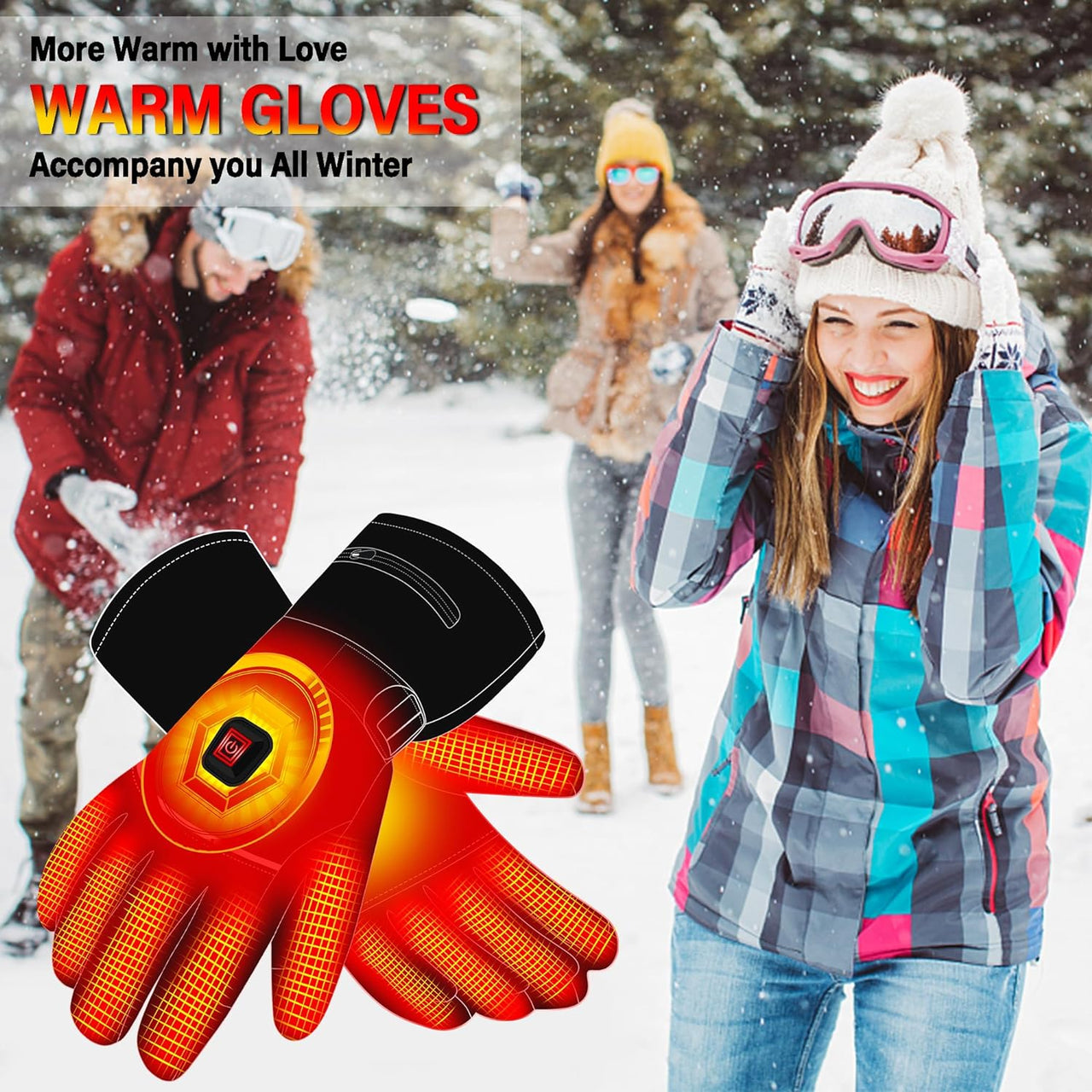 7.4V Heated Gloves Rechargeable Electric Battery Heated Gloves for Men Women,Touchscreen Thermal Heat Gloves,Battery Heated Ski Cycling Hunting Winter Hot Thermal Gloves Hand Warmer