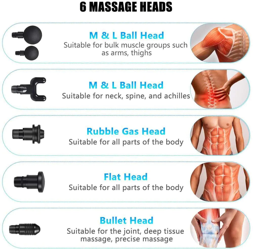 Premium Handheld Massager-6 Heads-30 Speeds