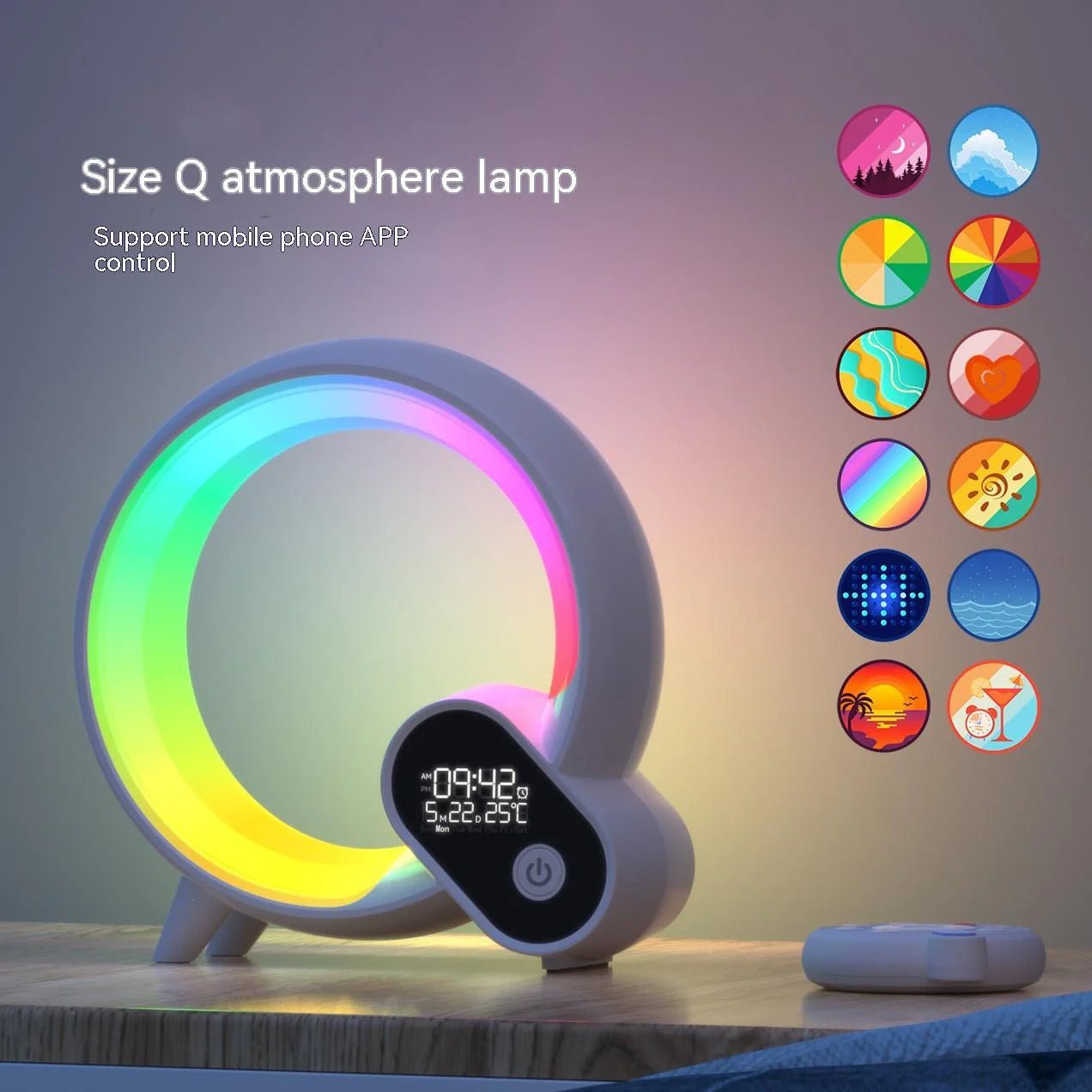 Creative Q Light Analog Sunrise Digital Display Alarm Clock Bluetooth Audio Intelligent Wake-Up Q Colorful Atmosphere Light - Epic Trends and Gifts-Night Light-Creative Q Light Analog Sunrise Digital Display Alarm Clock Bluetooth Audio Intelligent Wake-Up Q Colorful Atmosphere Light