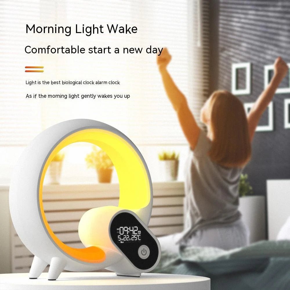 Creative Q Light Analog Sunrise Digital Display Alarm Clock Bluetooth Audio Intelligent Wake-Up Q Colorful Atmosphere Light - Epic Trends and Gifts-Night Light-Creative Q Light Analog Sunrise Digital Display Alarm Clock Bluetooth Audio Intelligent Wake-Up Q Colorful Atmosphere Light