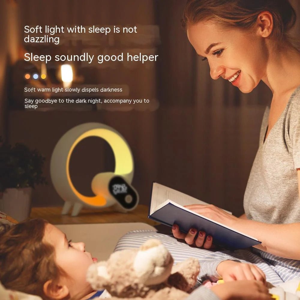 Creative Q Light Analog Sunrise Digital Display Alarm Clock Bluetooth Audio Intelligent Wake-Up Q Colorful Atmosphere Light - Epic Trends and Gifts-Night Light-Creative Q Light Analog Sunrise Digital Display Alarm Clock Bluetooth Audio Intelligent Wake-Up Q Colorful Atmosphere Light