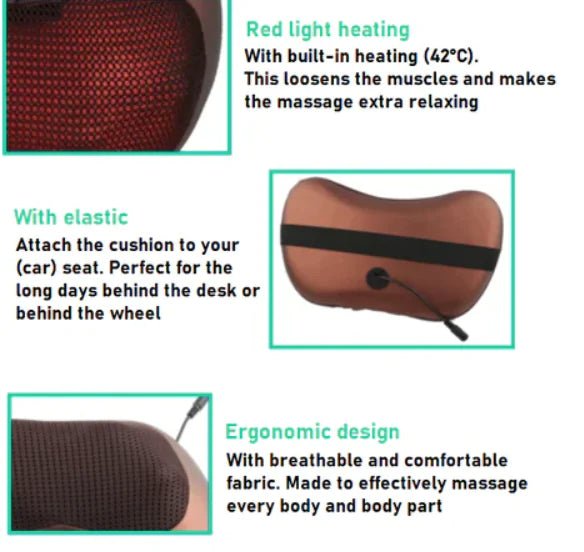 Electric Massager Pillow-Shiatsu Back and Neck Massager with Heat - 3D Kneading Deep Tissue Electric Massage Pillow - Epic Trends and Gifts-Electric Massager Pillow-Electric Massager Pillow-Shiatsu Back and Neck Massager with Heat - 3D Kneading Deep Tissue Electric Massage Pillow