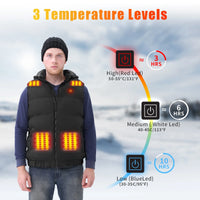 Thumbnail for Heated Vest for Mens and Womens with 10000Mah Battery Pack, Detachable Heated Hood Heating Clothing, 3 Temperature Levels Electrically Heated Jacket, Szie XL