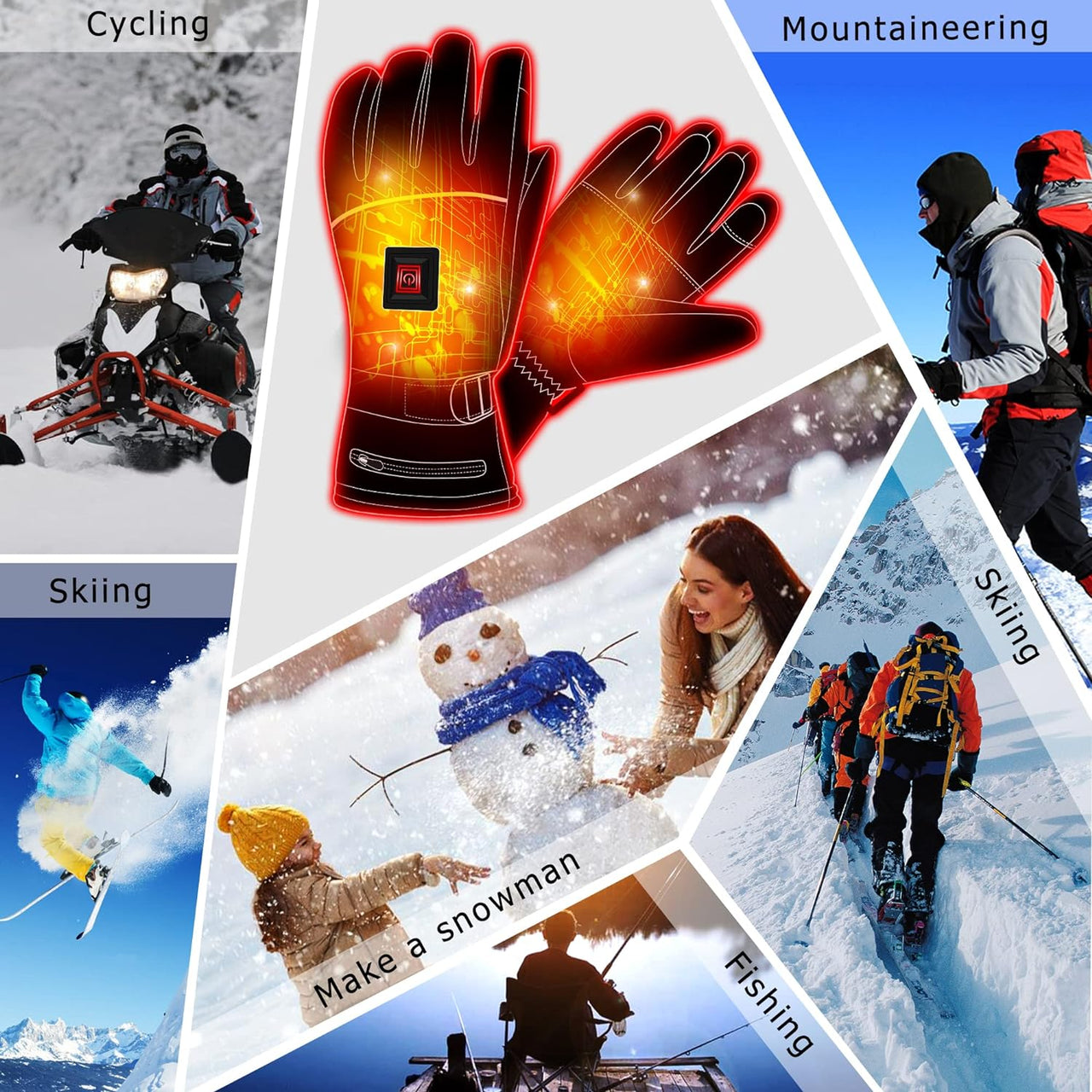 7.4V Heated Gloves Rechargeable Electric Battery Heated Gloves for Men Women,Touchscreen Thermal Heat Gloves,Battery Heated Ski Cycling Hunting Winter Hot Thermal Gloves Hand Warmer