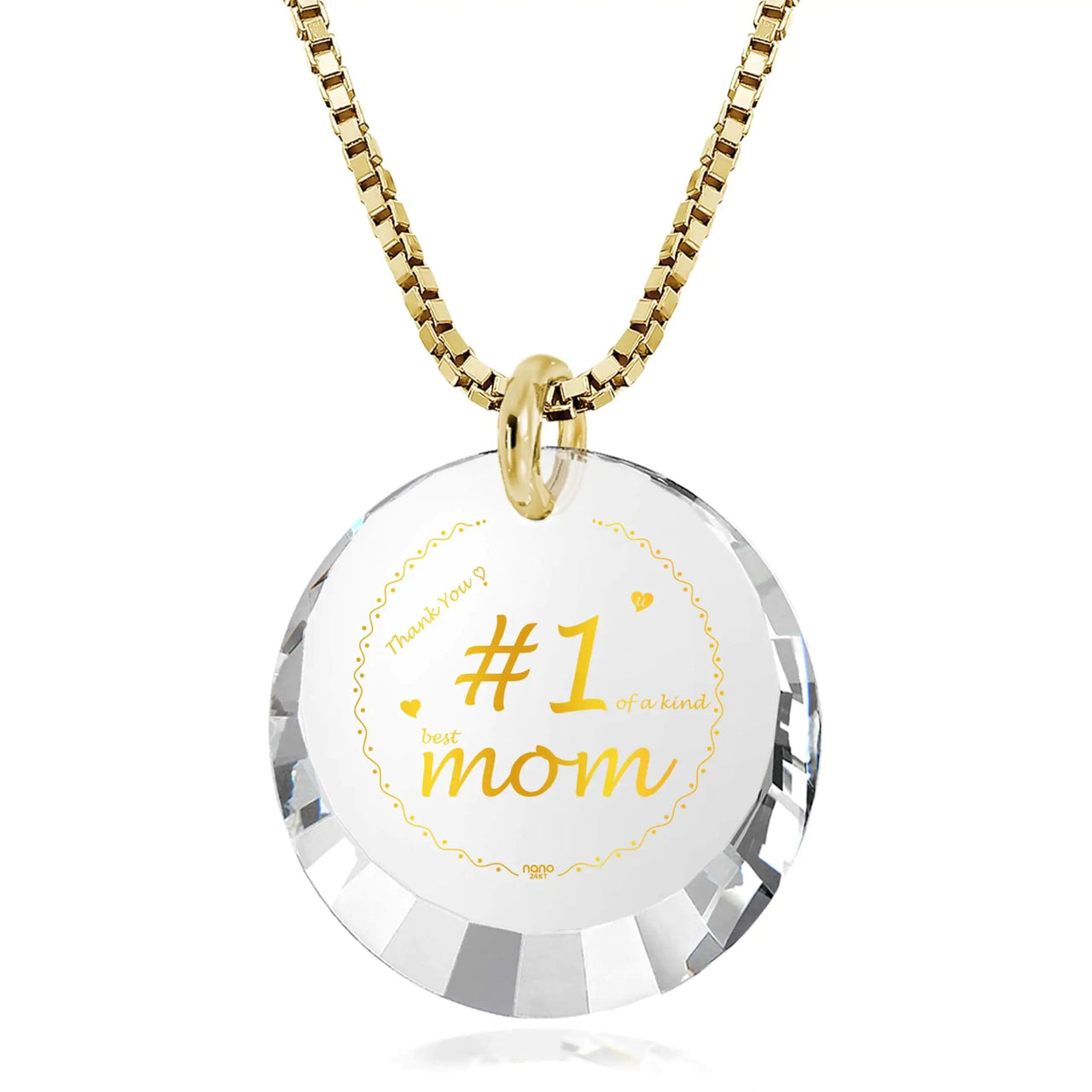 Number One Mom Gold Plated Silver Necklace 24k Gold Inscribed - Mother's Day Gift - Epic Trends and Gifts-Necklace-Number One Mom Gold Plated Silver Necklace 24k Gold Inscribed - Mother's Day Gift