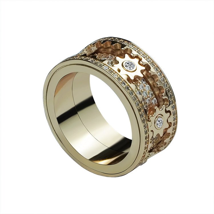 Inlaid stone inlaid with gypsophila diamond rotating gear ring - Epic Trends and Gifts-Inlaid stone inlaid with gypsophila diamond rotating gear ring-Inlaid stone inlaid with gypsophila diamond rotating gear ring