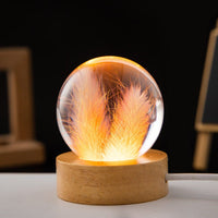 Thumbnail for LED Night Light, Flower Crystal Ball, Children Night Lamp With Wooden Base - Epic Trends and Gifts-LED Night Light Flower Crystal Ball Chil-LED Night Light, Flower Crystal Ball, Children Night Lamp With Wooden Base