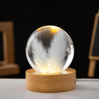 Thumbnail for LED Night Light, Flower Crystal Ball, Children Night Lamp With Wooden Base - Epic Trends and Gifts-LED Night Light Flower Crystal Ball Chil-LED Night Light, Flower Crystal Ball, Children Night Lamp With Wooden Base