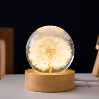 Thumbnail for LED Night Light, Flower Crystal Ball, Children Night Lamp With Wooden Base - Epic Trends and Gifts-LED Night Light Flower Crystal Ball Chil-LED Night Light, Flower Crystal Ball, Children Night Lamp With Wooden Base