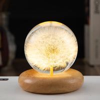 Thumbnail for LED Night Light, Flower Crystal Ball, Children Night Lamp With Wooden Base - Epic Trends and Gifts-LED Night Light Flower Crystal Ball Chil-LED Night Light, Flower Crystal Ball, Children Night Lamp With Wooden Base